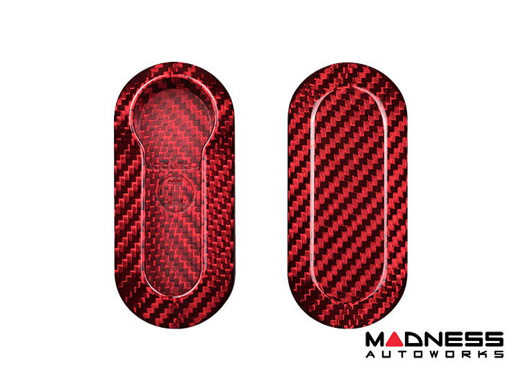 FIAT 500 Key Fob Cover - Carbon Fiber - T-Carbon - Ruby Red